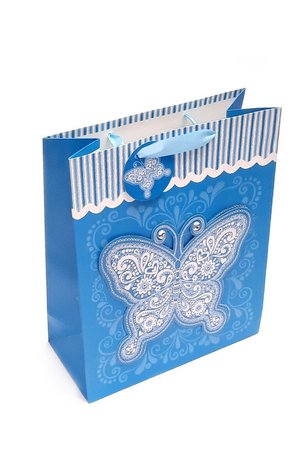 Dárková taška - Motýl s kamínky (modrá)