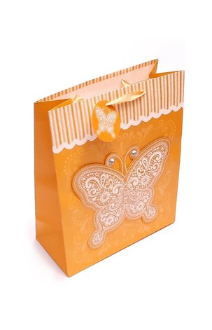 Dárková taška - Motýl s kamínky (oranžová)