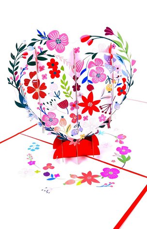 3D Přání -  Květinové srdce