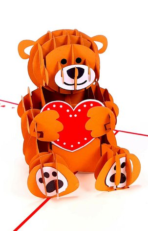 3D Přání -  Medvídek se srdíčkem