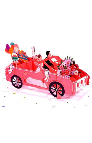 3D Přání -  Novomanželé v autě