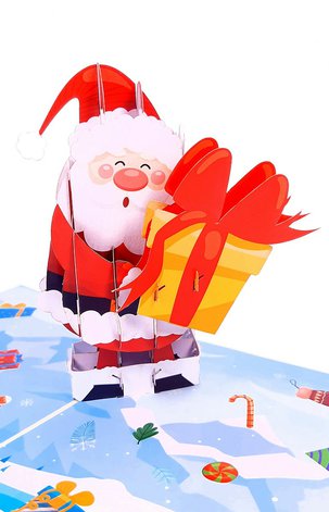3D Přání -  Santa s dárečkem