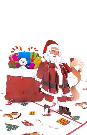 3D Přání -  Santa s pytlem dárků